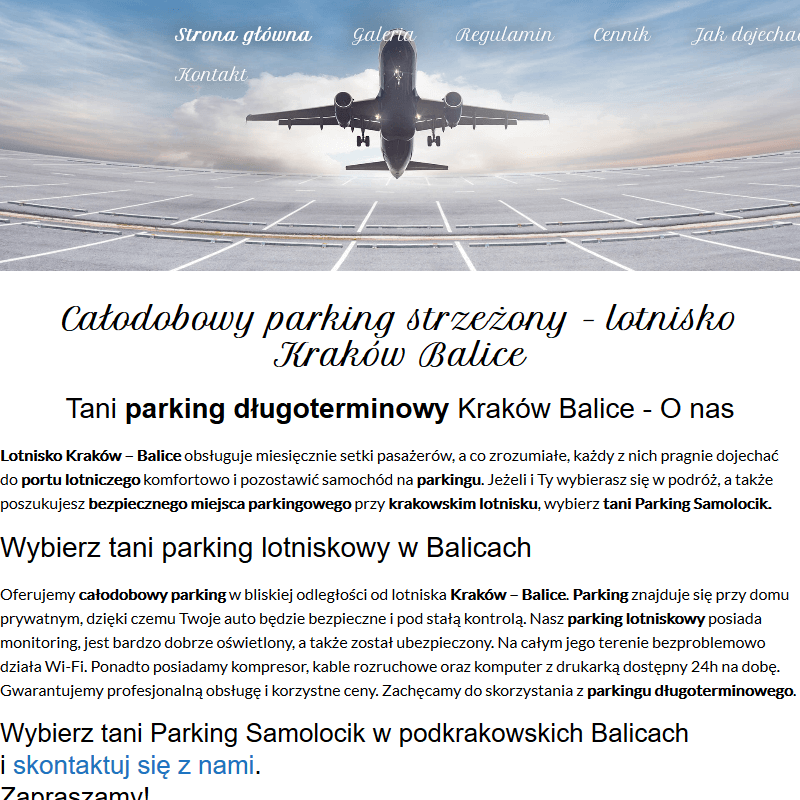 Kraków - balice parking całodobowy